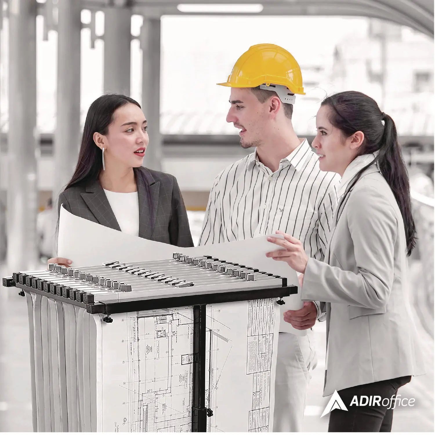 Blueprint Storage Cabinet Steel Vertical Plan Center, Assorted Document Sizes,15" x 27" to 47.25" x 32.5" to 57", Black AdirOffice Flipcost