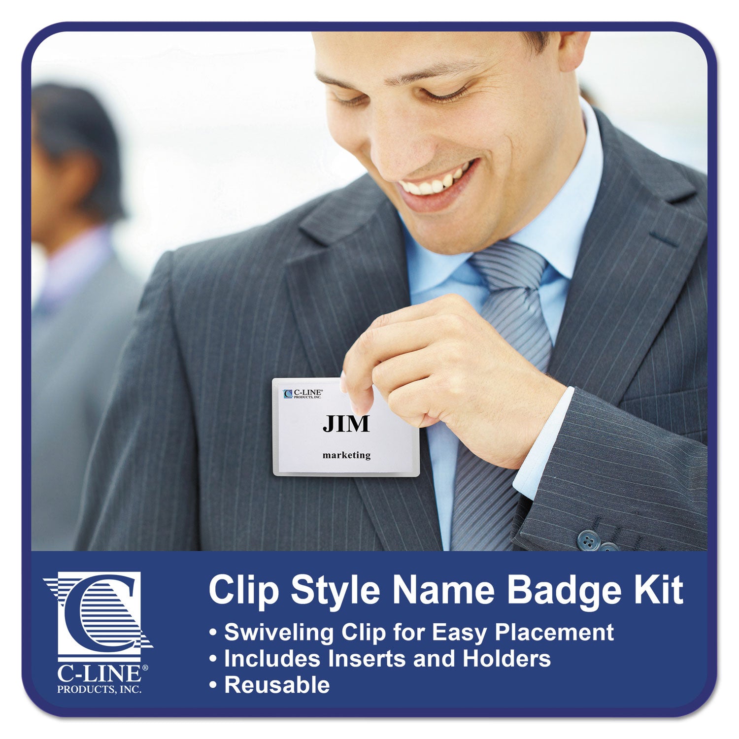 C-Line® Name Badge Kits, Top Load, 4 X 3, Clear, Clip Style, 96/box