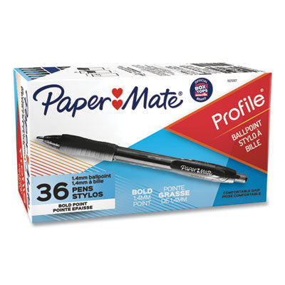 Paper Mate® Profile Ballpoint Pen Value Pack, Retractable, Bold 1.4 mm, Black Ink, Translucent Black Barrel, 36/Box Flipcost Flipcost
