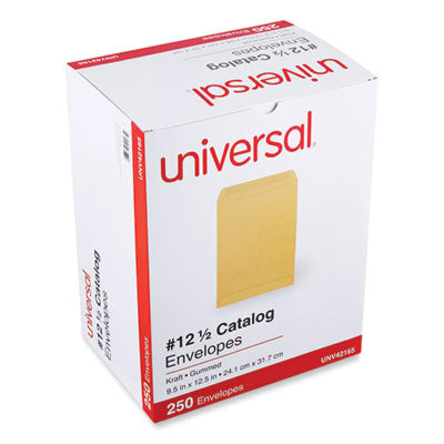 Universal® Catalog Envelope, 28 lb Bond Weight Kraft, #12 1/2, Square Flap, Gummed Closure, 9.5 x 12.5, Brown Kraft, 250/Box Flipcost Flipcost