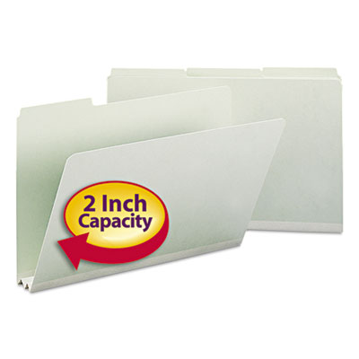 Smead™ Expanding Recycled Durable Heavyweight Pressboard Legal Folders 1/3-Cut Tabs: Assorted, Legal Size, 2" Expansion, Gray-Green, 25/Box Flipcost Flipcost