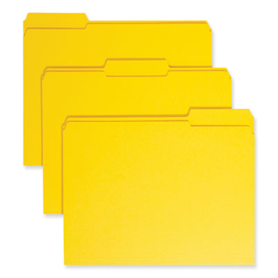 Smead™ Reinforced Top Tab File Folders, 1/3-Cut Tabs: Assorted, Letter Size, 0.75" Expansion, Yellow, 100/Box Flipcost Flipcost