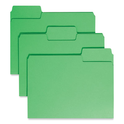Smead™ SuperTab Colored File Folders, 1/3-Cut Tabs: Assorted, Letter Size, 0.75" Expansion, 11-pt Stock, Green, 100/Box Flipcost Flipcost