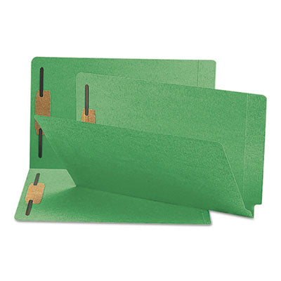 Smead™ Heavyweight Colored End Tab Fastener Folders, 0.75" Expansion, 2 Fasteners, Legal Size, Green Exterior, 50/Box Flipcost Flipcost
