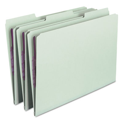 Smead™ Recycled Pressboard Fastener Folders, 1/3-Cut Tabs, Two SafeSHIELD Fasteners, 1" Expansion, Legal Size, Gray-Green, 25/Box Flipcost Flipcost