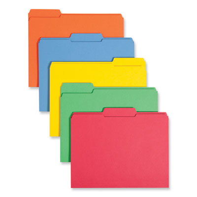 Smead™ Reinforced Top Tab Colored File Folders, 1/3-Cut Tabs: Assorted, Letter Size, 0.75" Expansion, Assorted Colors, 100/Box Flipcost Flipcost