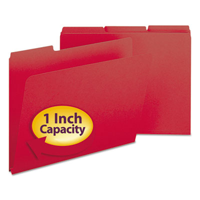 Smead™ Expanding Recycled Heavy Pressboard Folders, 1/3-Cut Tabs: Assorted, Letter Size, 1" Expansion, Bright Red, 25/Box Flipcost Flipcost
