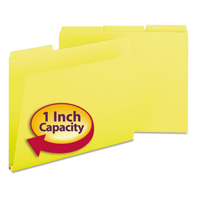 Smead™ Expanding Recycled Heavy Pressboard Folders, 1/3-Cut Tabs: Assorted, Letter Size, 1" Expansion, Yellow, 25/Box Flipcost Flipcost