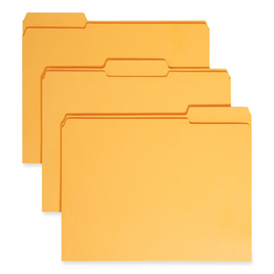 Smead™ Reinforced Top Tab Colored File Folders, 1/3-Cut Tabs: Assorted, Letter Size, 0.75" Expansion, Goldenrod, 100/Box Flipcost Flipcost