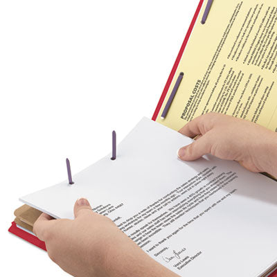 Smead™ Six-Section Pressboard Classification Folders, Six SafeSHIELD Fasteners, 2 Dividers, Letter Size, Bright Red, 10/Box Flipcost Flipcost