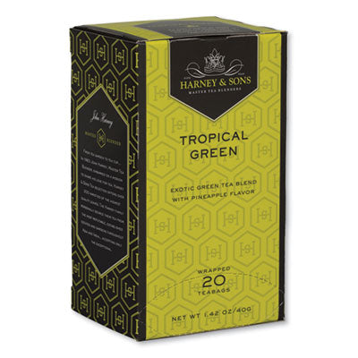 Premium Tropical Green Tea bags, Individually Wrapped Tea Bags, 20/Box Flipcost Flipcost