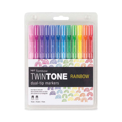 Tombow® TwinTone Dual-Tip Markers, Extra-Fine/Broad Tips, Assorted Colors, Dozen Flipcost Flipcost