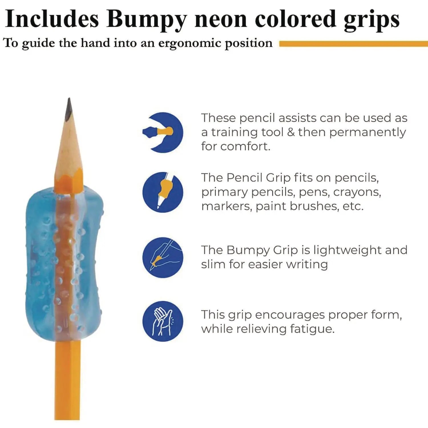 Bumpy Pencil Grip. 0.6" Long, Assorted Neon Colors, 72/Carton TPG Creations™ Flipcost