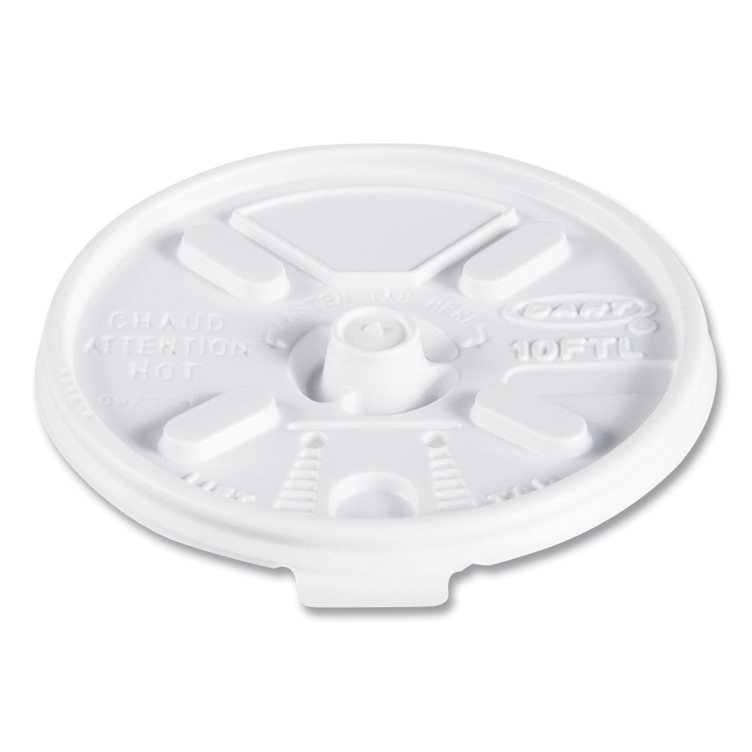 Dart® Lift n' Lock Plastic Hot Cup Lids, Fits 10 oz Hot Cups, White, 1,000/Carton