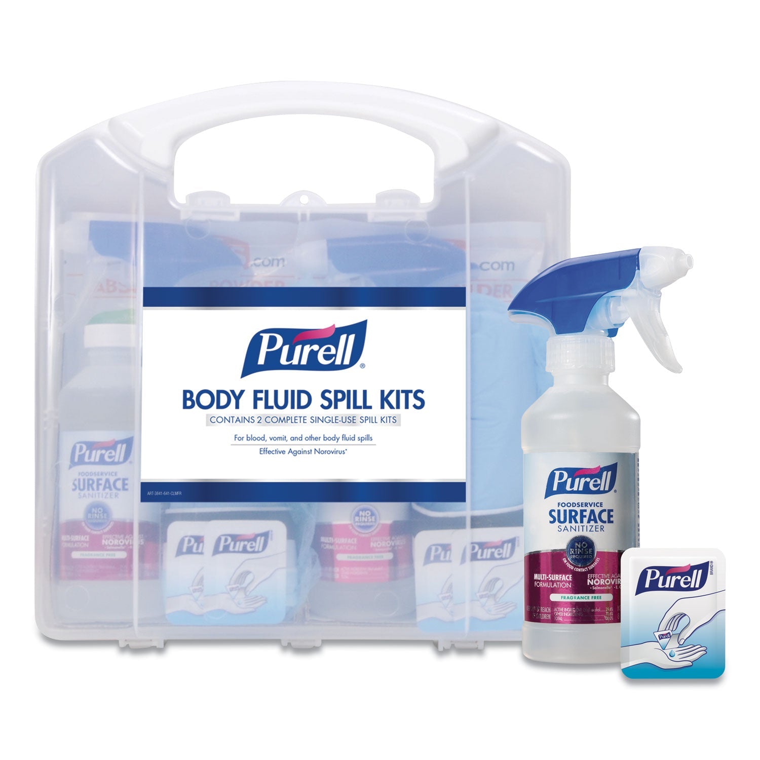 PURELL® Body Fluid Spill Kit, 4.5" x 11.88" x 11.5", One Clamshell Case with 2 Single Use Refills/Carton