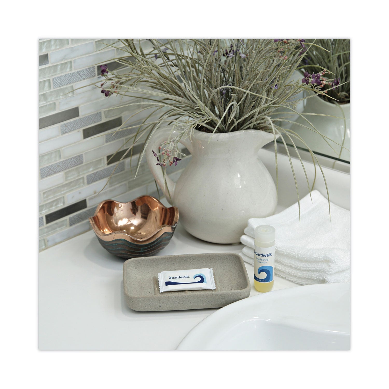 Boardwalk® Face and Body Amenity Soap, Flow Wrapped, Floral Scent, # 1/2 Bar, 1,000/Carton