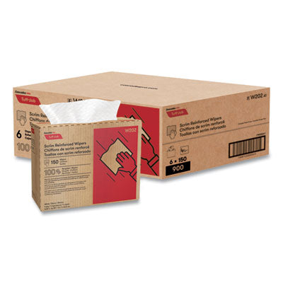 Tuff-Job Scrim Reinforced Wipers, 4-Ply, 9.75 x 16.75, White, 150/Box, 6 Box/Carton Flipcost Flipcost