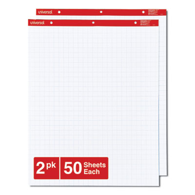 Universal™ Easel Pads/Flip Charts, Quadrille Rule (1 sq/in), 27 x 34, White, 50 Sheets, 2/Carton Flipcost Flipcost