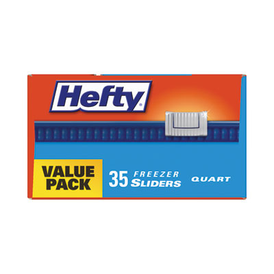 Hefty® Slider Bags 1 qt, 2.5 mil, 7" x 8", Clear, 35 Bags/Box, 9 Boxes/Carton Flipcost Flipcost