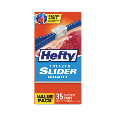 Hefty® Slider Bags 1 qt, 2.5 mil, 7" x 8", Clear, 35 Bags/Box, 9 Boxes/Carton Flipcost Flipcost