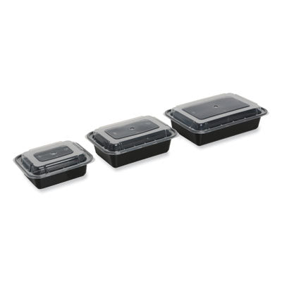 Microwavable Food Container with Lid, Rectangular, 16 oz, 7.48 x 5.03 x 2.04, Black/Clear, Plastic, 150/Carton Flipcost Flipcost