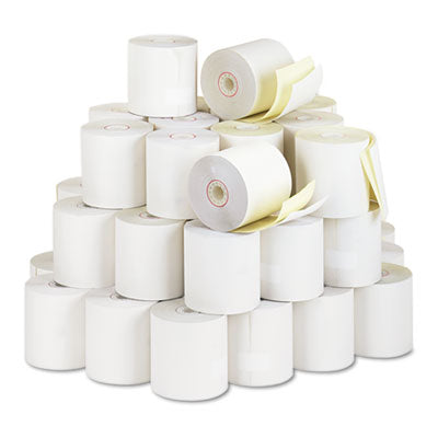 Impact Printing Carbonless paper rolls OEM specifications, 2.75" x 90 ft, White/Canary, 50/Carton Flipcost Flipcost
