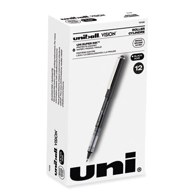 uniball® VISION Roller Ball Pen, Stick, Bold 1 mm, Black Ink, Gray/Black/Clear Barrel, Dozen Flipcost Flipcost