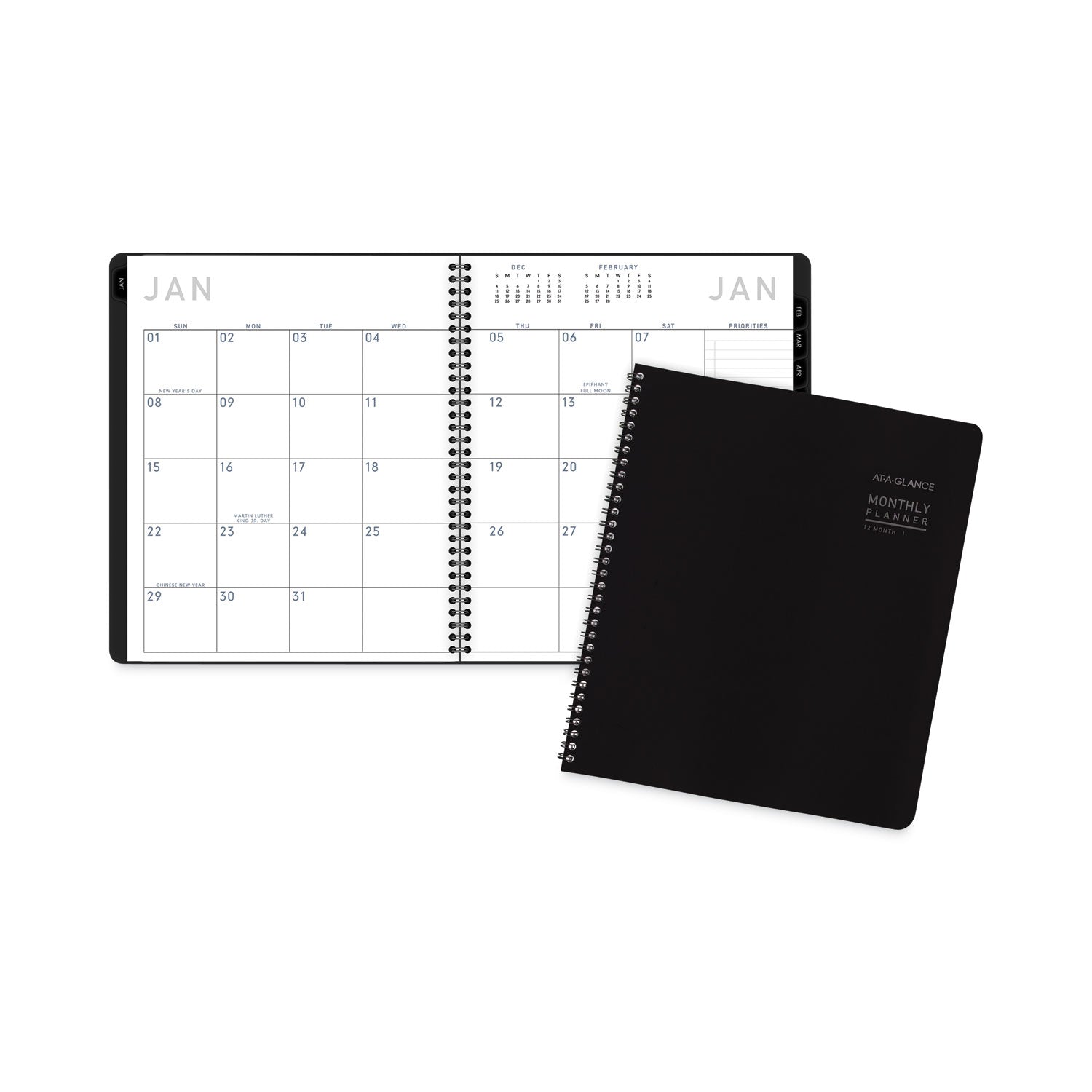 AT-A-GLANCE® Contemporary Lite Monthly Planner, 11 x 9, Black Cover, 12-Month (Jan to Dec): 2025