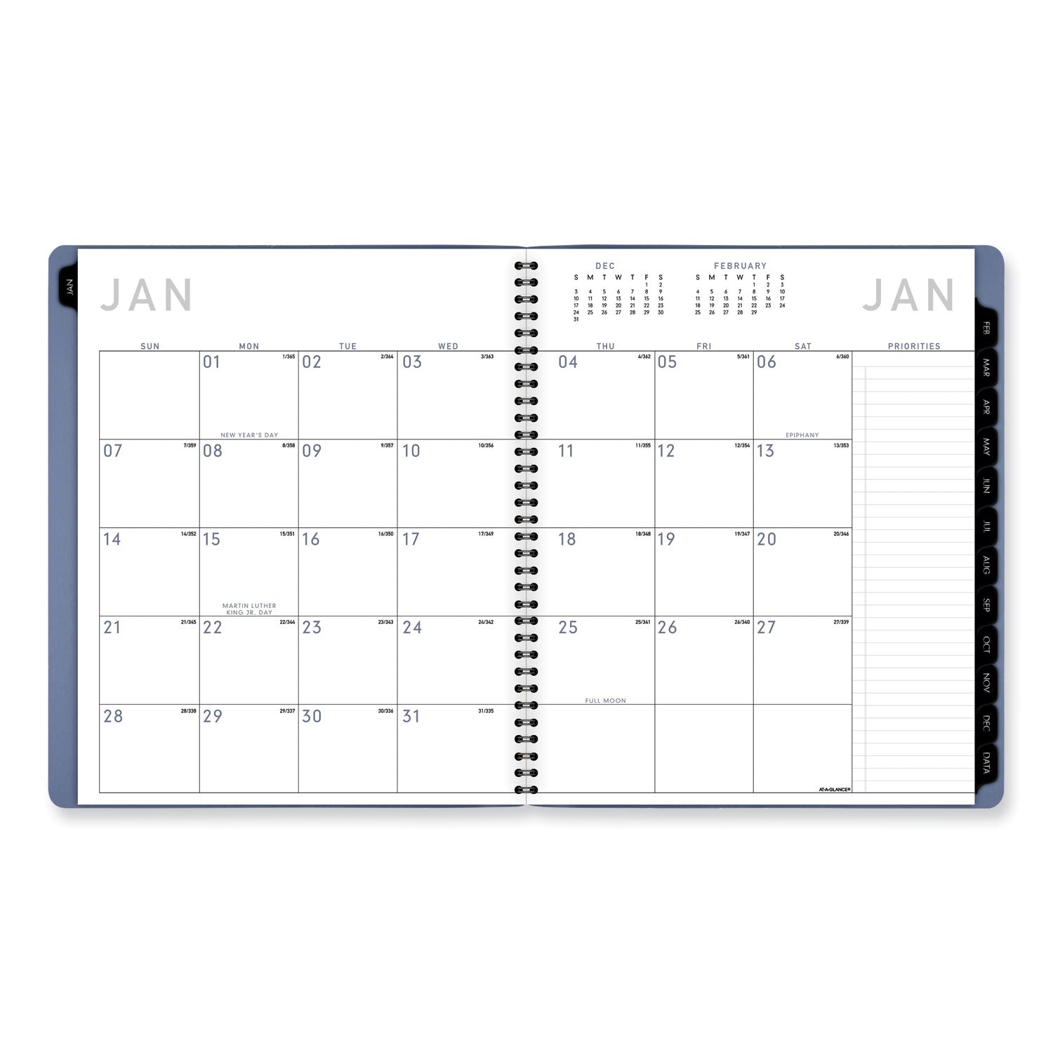 AT-A-GLANCE® Contemporary Monthly Planner, 11.38 x 9.63, Blue Cover, 12-Month (Jan to Dec): 2025