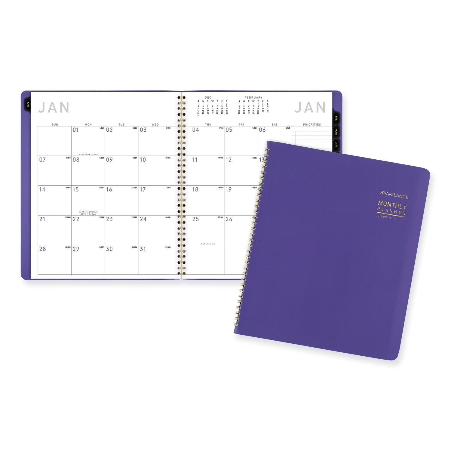 AT-A-GLANCE® Contemporary Monthly Planner, 11.38 x 9.63, Purple Cover, 12-Month (Jan to Dec): 2025