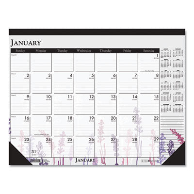 Recycled Desk Pad Calendar Wild Flowers Artwork, 18.5 x 13, White Sheets, Black Binding/Corners,12-Month (Jan-Dec): 2024 Flipcost Flipcost