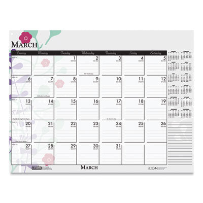 Recycled Desk Pad Calendar Wild Flowers Artwork, 18.5 x 13, White Sheets, Black Binding/Corners,12-Month (Jan-Dec): 2024 Flipcost Flipcost