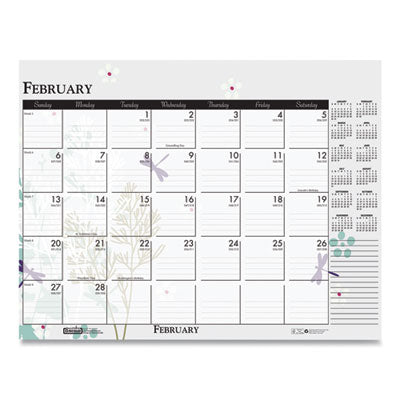 Recycled Desk Pad Calendar Wild Flowers Artwork, 18.5 x 13, White Sheets, Black Binding/Corners,12-Month (Jan-Dec): 2024 Flipcost Flipcost