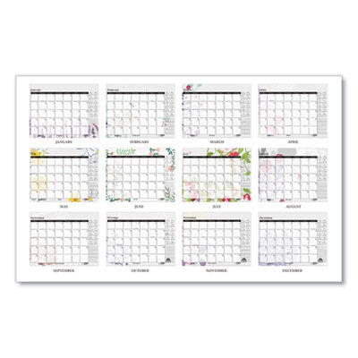 Recycled Desk Pad Calendar Wild Flowers Artwork, 22 x 17, White Sheets, Black Binding/Corners,12-Month (Jan-Dec): 2024 Flipcost Flipcost