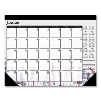 Recycled Desk Pad Calendar Wild Flowers Artwork, 22 x 17, White Sheets, Black Binding/Corners,12-Month (Jan-Dec): 2024 Flipcost Flipcost