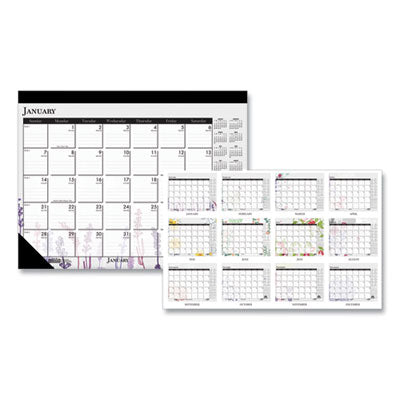 Recycled Desk Pad Calendar Wild Flowers Artwork, 22 x 17, White Sheets, Black Binding/Corners,12-Month (Jan-Dec): 2024 Flipcost Flipcost