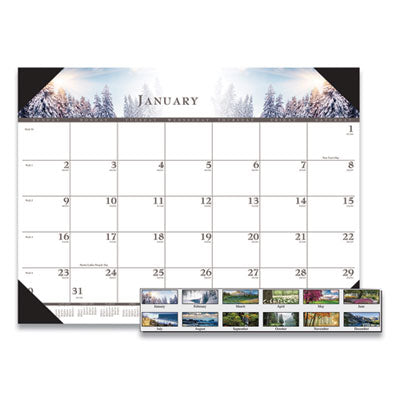 Recycled Full-Color Desk Calendar Monthly Desk Pad Calendar, Nature Photography, 22 x 17, Black Binding/Corners,12-Month (Jan to Dec): 2024 Flipcost Flipcost