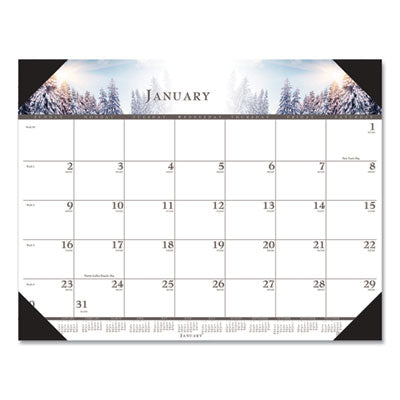 Recycled Full-Color Desk Calendar Monthly Desk Pad Calendar, Nature Photography, 22 x 17, Black Binding/Corners,12-Month (Jan to Dec): 2024 Flipcost Flipcost