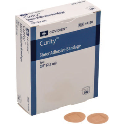 Curity™ Sheer Plastic Adhesive Bandages, Round Spot, 0.88 X 0.88, Clear, 100/box