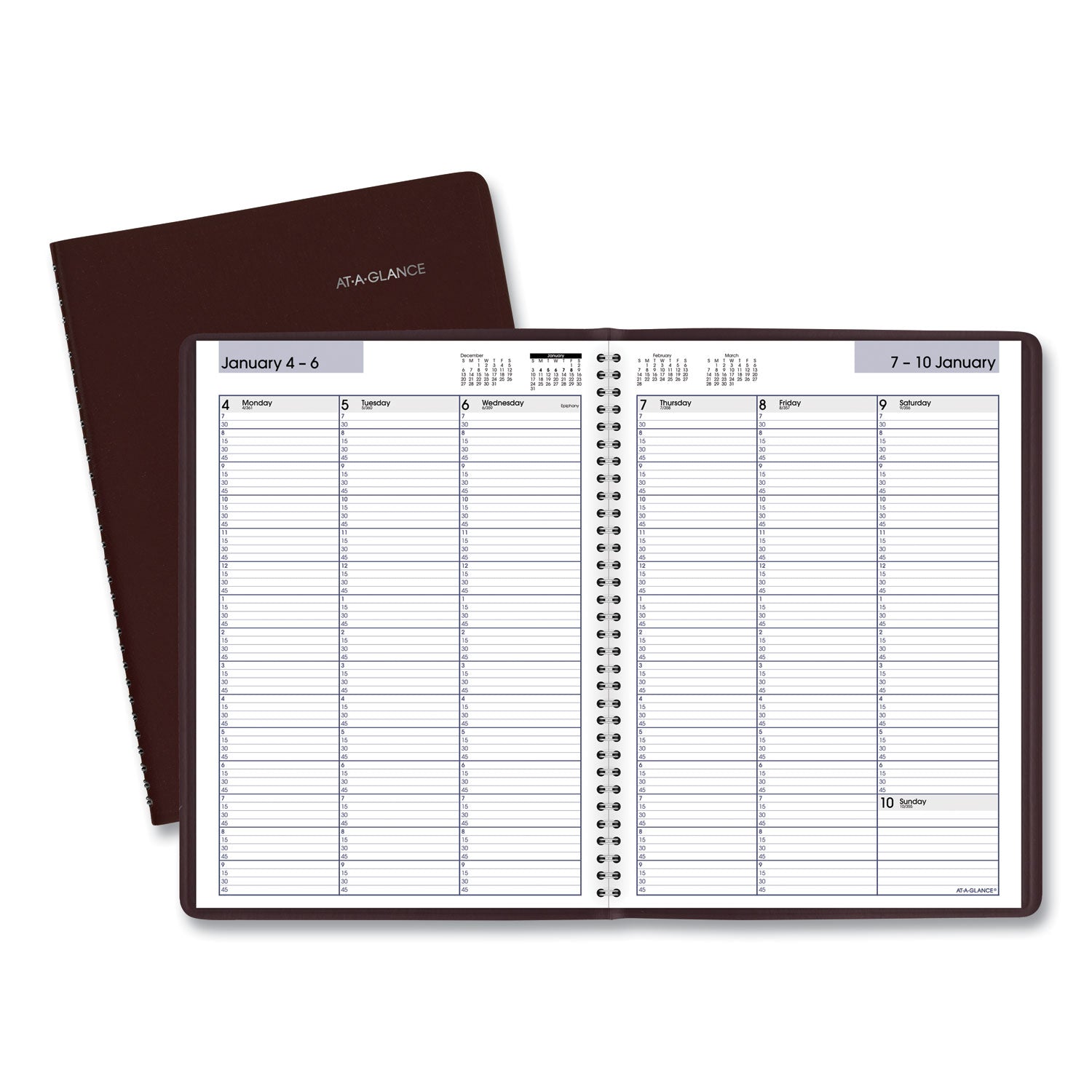 AT-A-GLANCE® DayMinder Weekly Appointment Book, Vertical-Column Format, 11 x 8, Burgundy Cover, 12-Month (Jan to Dec): 2025
