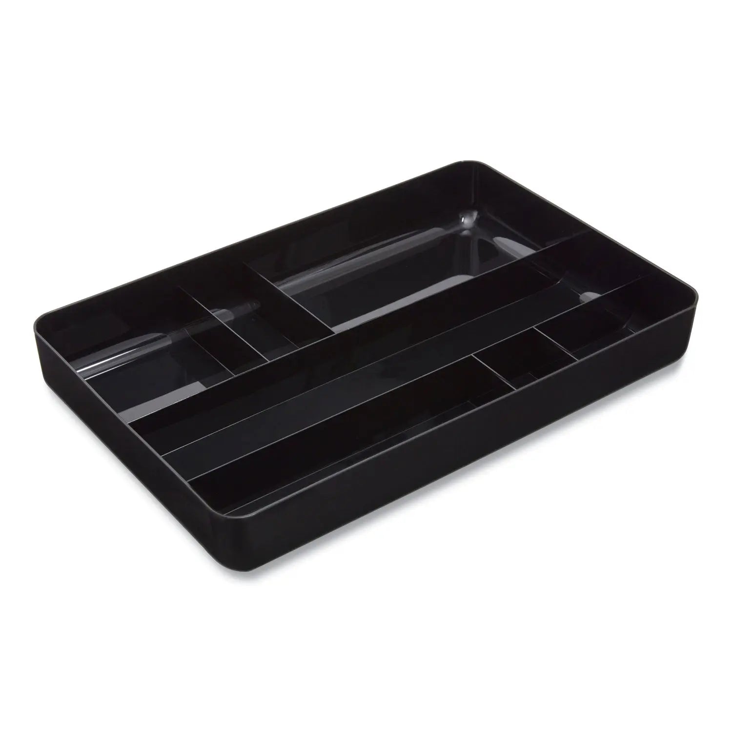 Deep Plastic Drawer Organizer, Seven Compartment, 9.13 x 14.13 x 2.04, Black TRU RED™ Flipcost