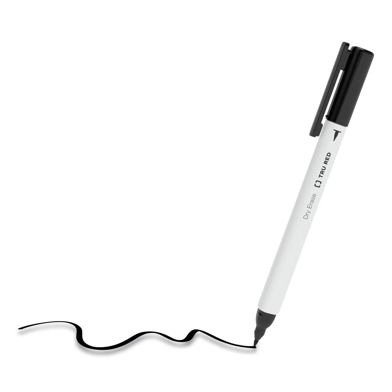 Dry Erase Marker, Pen-Style, Extra-Fine Bullet Tip, Black, Dozen TRU RED™ Flipcost