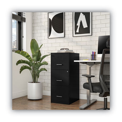 Soho Vertical File Cabinet Black, 3 Drawers: File/File/File, Letter, 14" x 18" x 34.9" Flipcost Flipcost