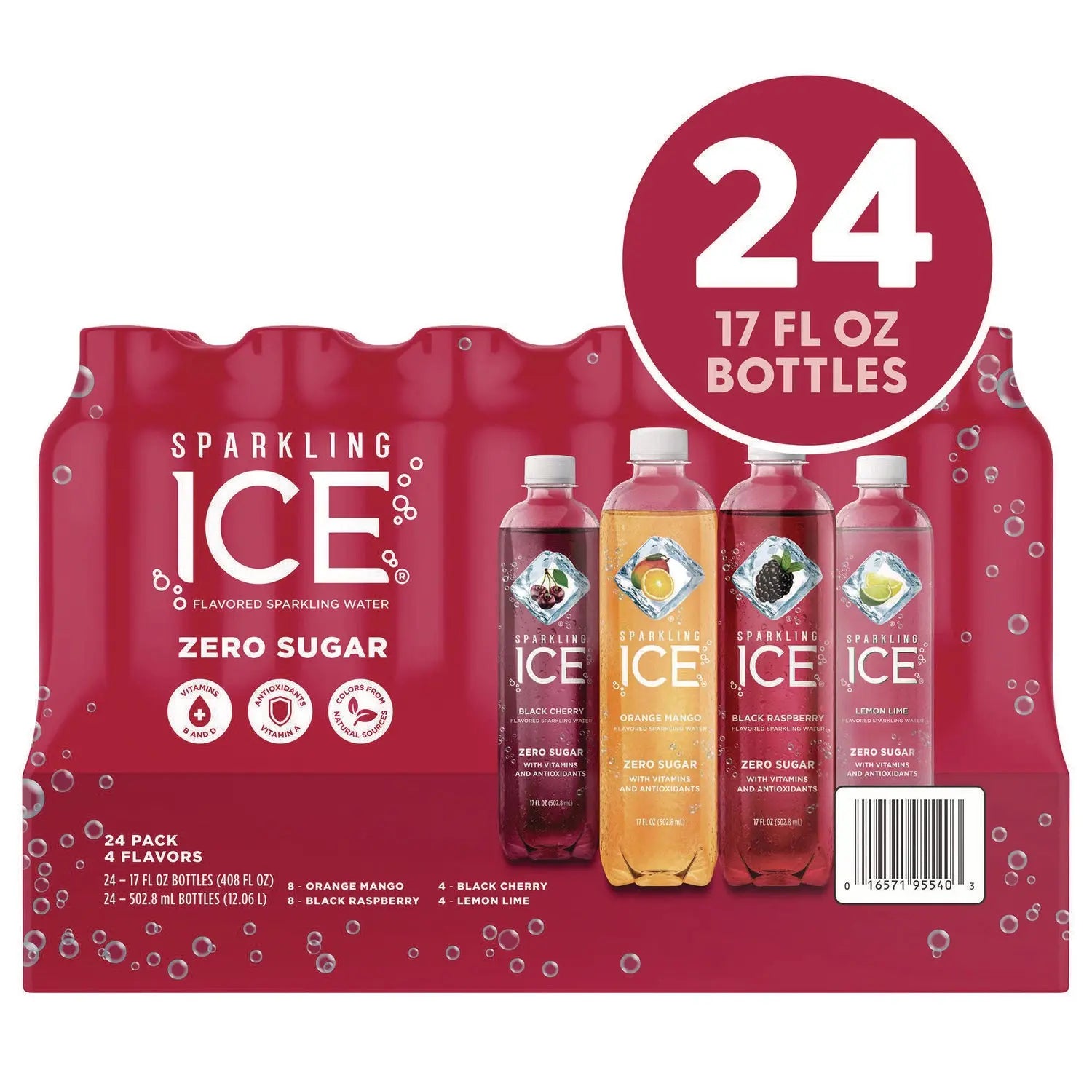 Fruit Frenzy Variety Pack, Assorted Flavors, 17 oz Bottle 24/Carton Sparkling ICE® Flipcost