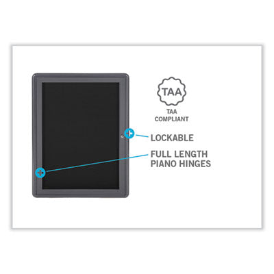 Ovation 1 Door Enclosed Beige Fabric Bulletin Board w/Gray Frame, 24.13x33.75, Aluminum Frame Flipcost Flipcost