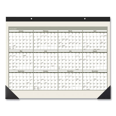 Recycled Monthly Desk Pad, 22 x 17, Sand/Green Sheets, Black Binding, Black Corners, 12-Month (Jan to Dec): 2024 Flipcost Flipcost