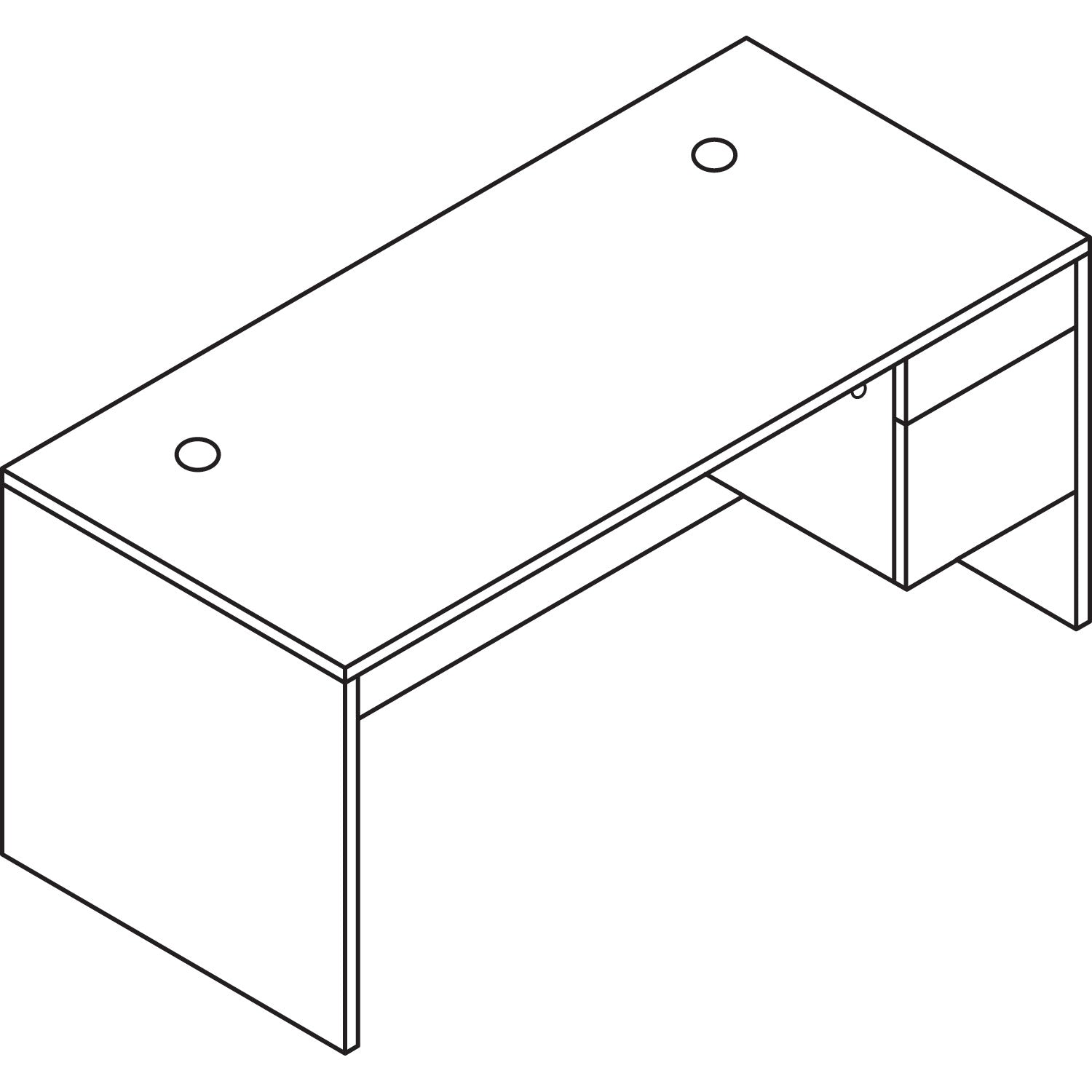 HON® 10500 Series "l" Workstation Right Pedestal Desk, 66" X 30" X 29.5", Mahogany