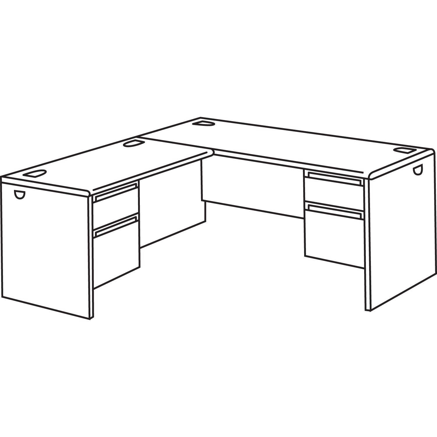 HON® 38000 Series Right Pedestal Desk, 66" X 30" X 29.5", Mahogany/charcoal