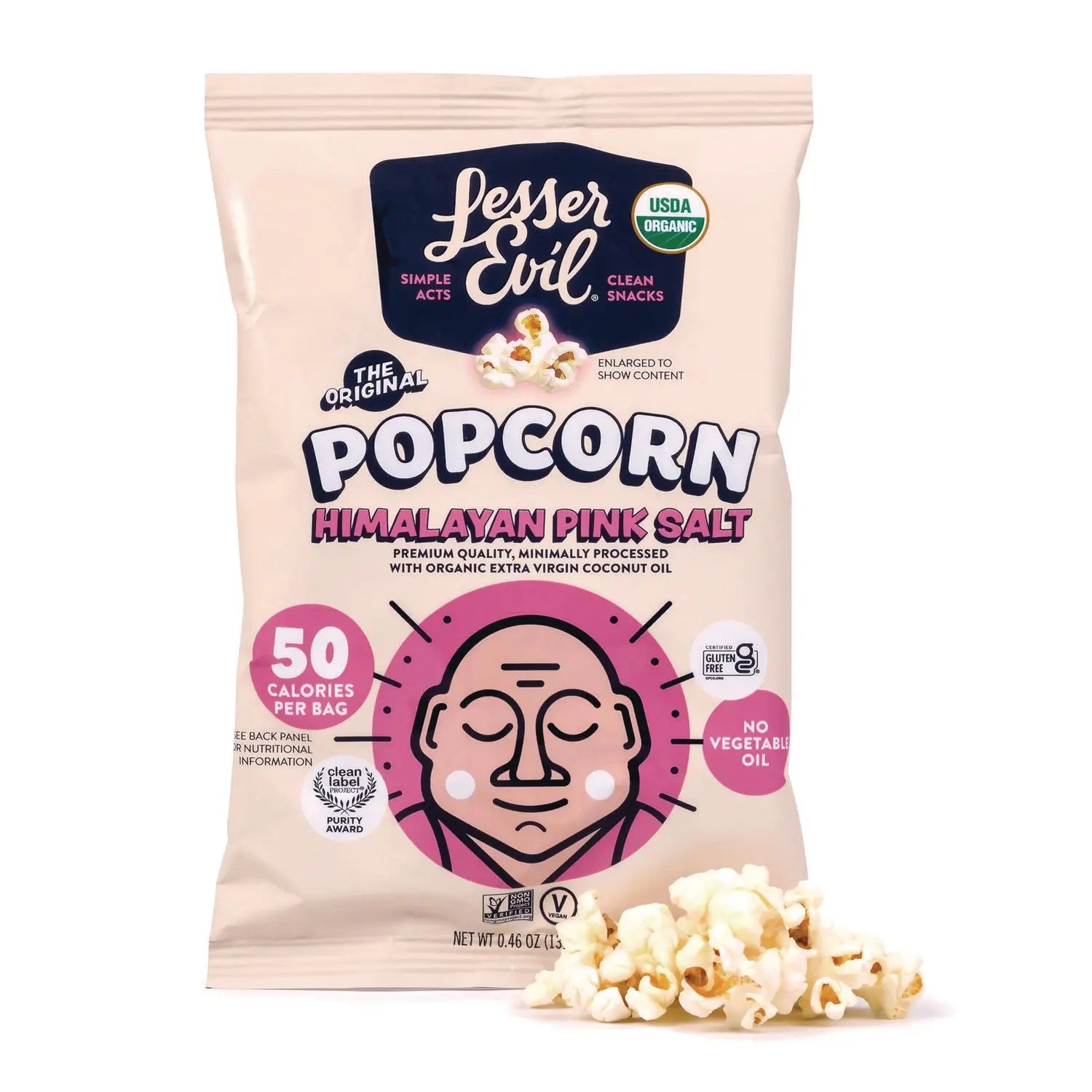 Himalayan Pink Salt Organic Popcorn, Salt, 0.46 oz Bag, 24/Carton LesserEvil® Flipcost