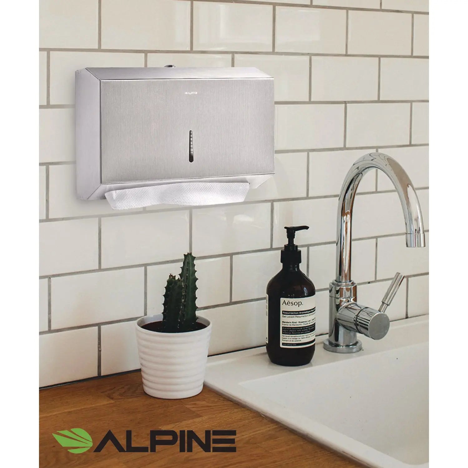 Horizontal C-Fold/Multi-Fold Paper Towel Dispenser, 7.08 x 3.93 x 10.82, Brushed Nickel Alpine Industries Flipcost